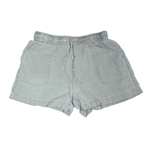 100% Linen Blend Drawstring Shorts-Size Small- Sage Green Jones & Co New York - Picture 1 of 3